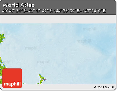 Physical 3D Map of the Area around 40° 32' 39" S, 145° 25' 30" E