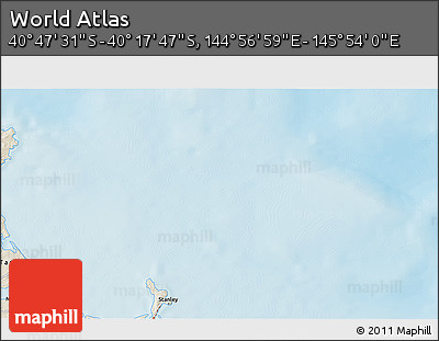 Shaded Relief 3D Map of the Area around 40° 32' 39" S, 145° 25' 30" E