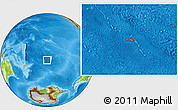 Physical Location Map of the area around 40° 32' 39" S, 145° 16' 30" W