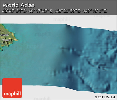Satellite 3D Map of the Area around 40° 32' 39" S, 148° 49' 29" E