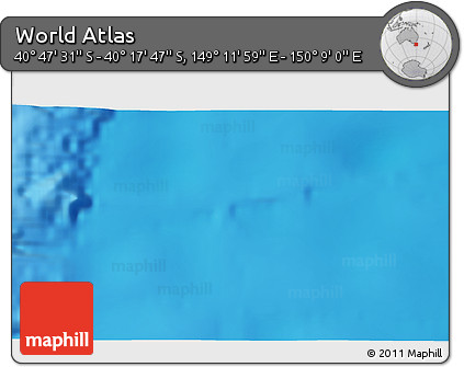 Physical 3D Map of the Area around 40° 32' 39" S, 149° 40' 30" E