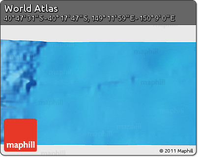 Physical 3D Map of the Area around 40° 32' 39" S, 149° 40' 30" E