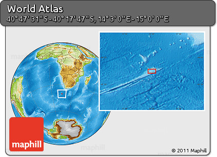 Physical Location Map of the Area around 40° 32' 39" S, 14° 31' 30" E