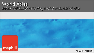 Physical Panoramic Map of the Area around 40° 32' 39" S, 150° 31' 30" E