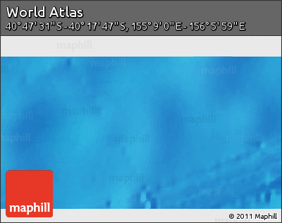 Shaded Relief 3D Map of the Area around 40° 32' 39" S, 155° 37' 30" E
