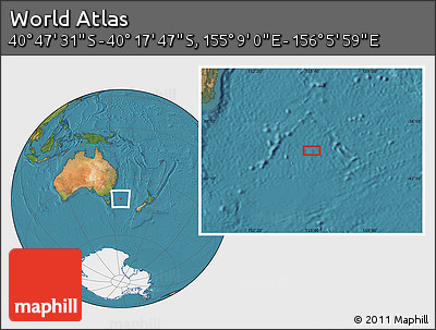 Satellite Location Map of the Area around 40° 32' 39" S, 155° 37' 30" E
