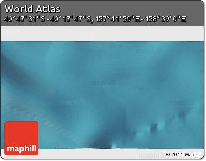 Satellite 3D Map of the Area around 40° 32' 39" S, 158° 10' 30" E