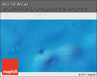 Physical 3D Map of the Area around 40° 32' 39" S, 159° 1' 30" E