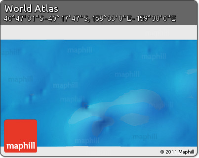 Physical 3D Map of the Area around 40° 32' 39" S, 159° 1' 30" E