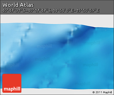 Physical 3D Map of the Area around 40° 32' 39" S, 15° 22' 30" E