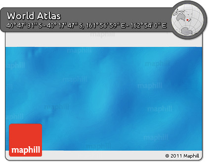 Physical 3D Map of the Area around 40° 32' 39" S, 162° 25' 30" E