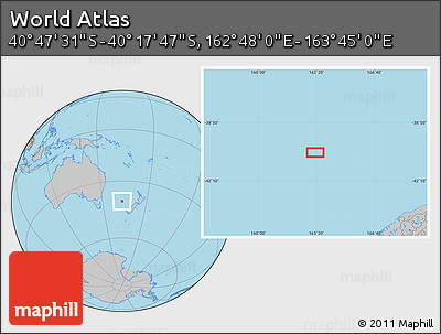 Gray Location Map of the Area around 40° 32' 39" S, 163° 16' 30" E