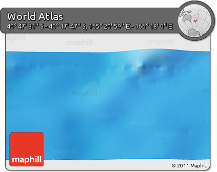 Physical 3D Map of the Area around 40° 32' 39" S, 165° 49' 29" E