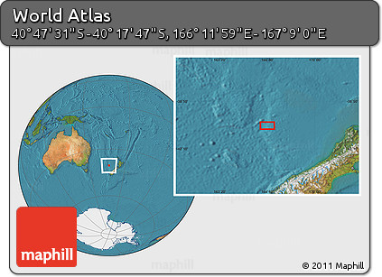 Satellite Location Map of the Area around 40° 32' 39" S, 166° 40' 30" E