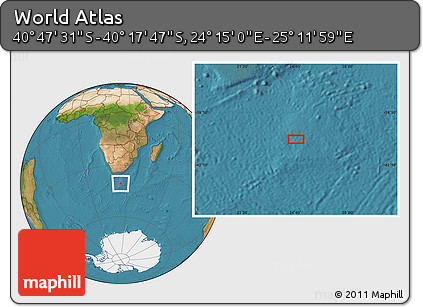 Satellite Location Map of the Area around 40° 32' 39" S, 24° 43' 30" E