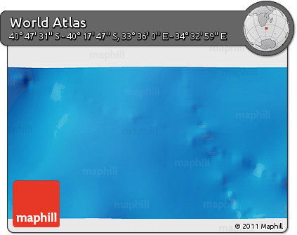 Physical 3D Map of the Area around 40° 32' 39" S, 34° 4' 30" E