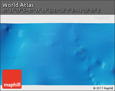 Physical 3D Map of the Area around 40° 32' 39" S, 34° 4' 30" E