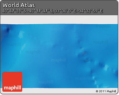 Physical 3D Map of the Area around 40° 32' 39" S, 34° 4' 30" E