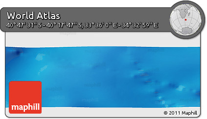 Physical Panoramic Map of the Area around 40° 32' 39" S, 34° 4' 30" E