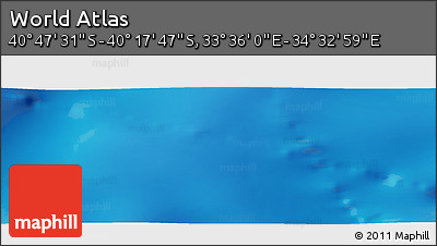 Physical Panoramic Map of the Area around 40° 32' 39" S, 34° 4' 30" E