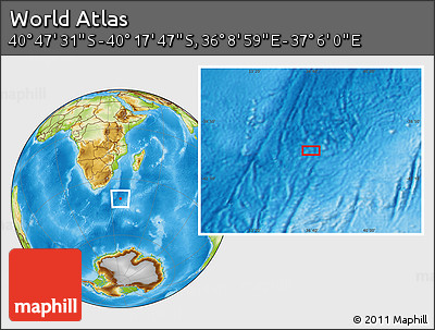 Physical Location Map of the Area around 40° 32' 39" S, 36° 37' 30" E