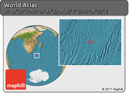 Satellite Location Map of the Area around 40° 32' 39" S, 39° 10' 29" E