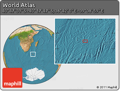 Satellite Location Map of the Area around 40° 32' 39" S, 39° 10' 29" E