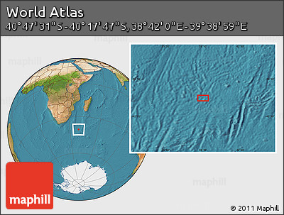 Satellite Location Map of the Area around 40° 32' 39" S, 39° 10' 29" E