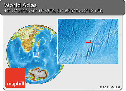 Physical Location Map of the Area around 40° 32' 39" S, 41° 43' 30" E