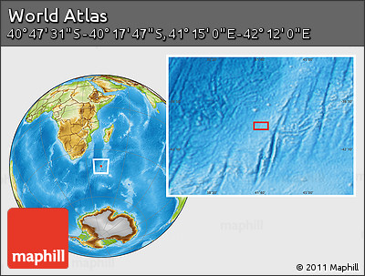 Physical Location Map of the Area around 40° 32' 39" S, 41° 43' 30" E