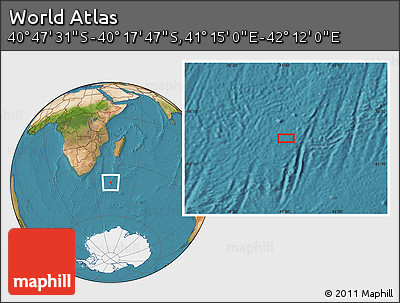 Satellite Location Map of the Area around 40° 32' 39" S, 41° 43' 30" E