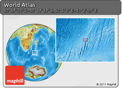 Physical Location Map of the Area around 40° 32' 39" S, 42° 34' 30" E