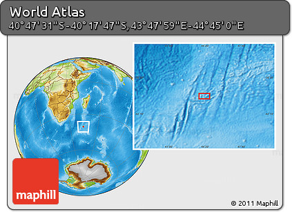 Physical Location Map of the Area around 40° 32' 39" S, 44° 16' 29" E