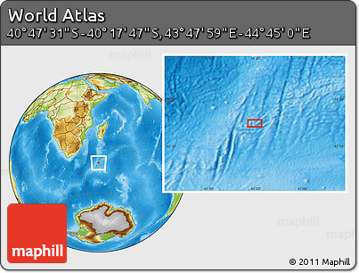 Physical Location Map of the Area around 40° 32' 39" S, 44° 16' 29" E