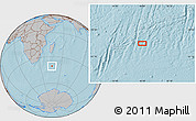Gray Location Map of the area around 40° 32' 39" S, 46° 49' 30" E, hill shading
