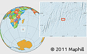Political Location Map of the area around 40° 32' 39" S, 46° 49' 30" E