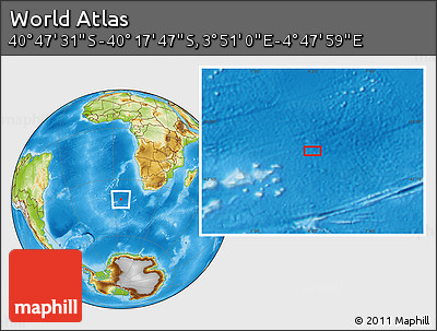 Physical Location Map of the Area around 40° 32' 39" S, 4° 19' 30" E