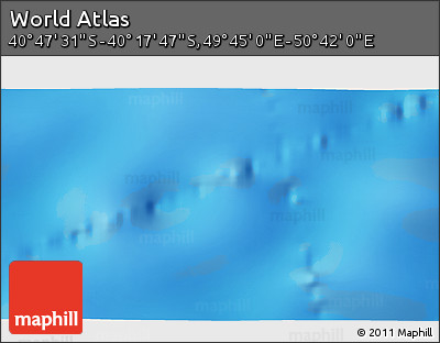 Physical 3D Map of the Area around 40° 32' 39" S, 50° 13' 30" E