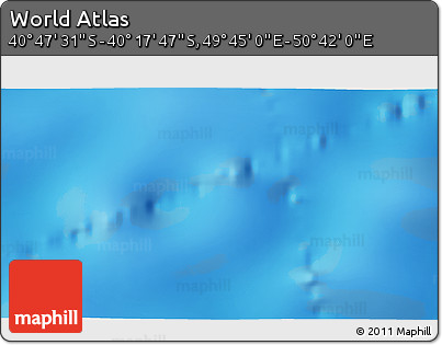 Physical 3D Map of the Area around 40° 32' 39" S, 50° 13' 30" E