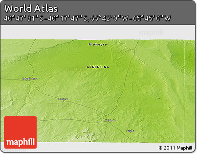 Physical 3D Map of the Area around 40° 32' 39" S, 66° 13' 29" W
