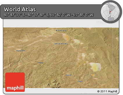 Satellite 3D Map of the Area around 40° 32' 39" S, 66° 13' 29" W