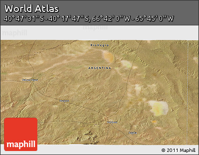 Satellite 3D Map of the Area around 40° 32' 39" S, 66° 13' 29" W
