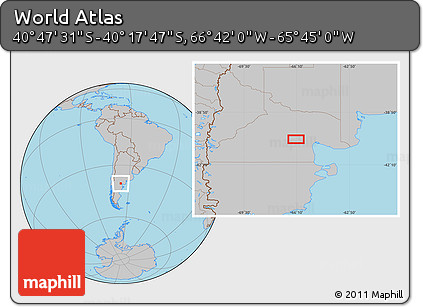 Gray Location Map of the Area around 40° 32' 39" S, 66° 13' 29" W