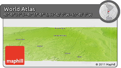 Physical Panoramic Map of the Area around 40° 32' 39" S, 66° 13' 29" W
