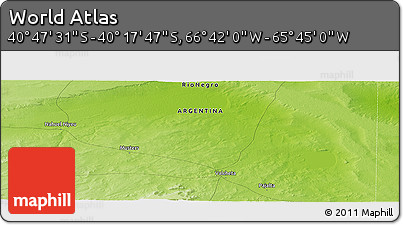 Physical Panoramic Map of the Area around 40° 32' 39" S, 66° 13' 29" W