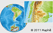 Physical Location Map of the area around 40° 32' 39" S, 69° 37' 30" W