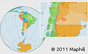Political Location Map of the area around 40° 32' 39" S, 69° 37' 30" W