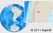 Shaded Relief Location Map of the area around 40° 32' 39" S, 69° 37' 30" W