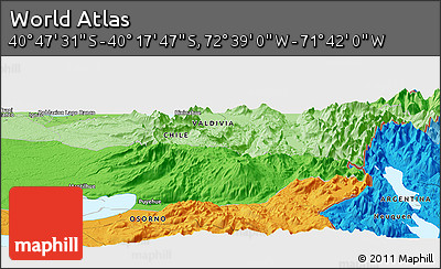 Political Panoramic Map of the Area around 40° 32' 39" S, 72° 10' 30" W