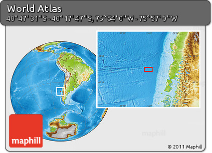 Physical Location Map of the Area around 40° 32' 39" S, 76° 25' 30" W